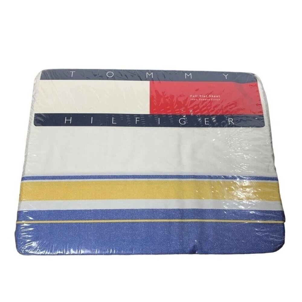 Vintage 1997 Tommy Hilfiger Rutland Bay Full Size Flat Sheet Combed Cotton New